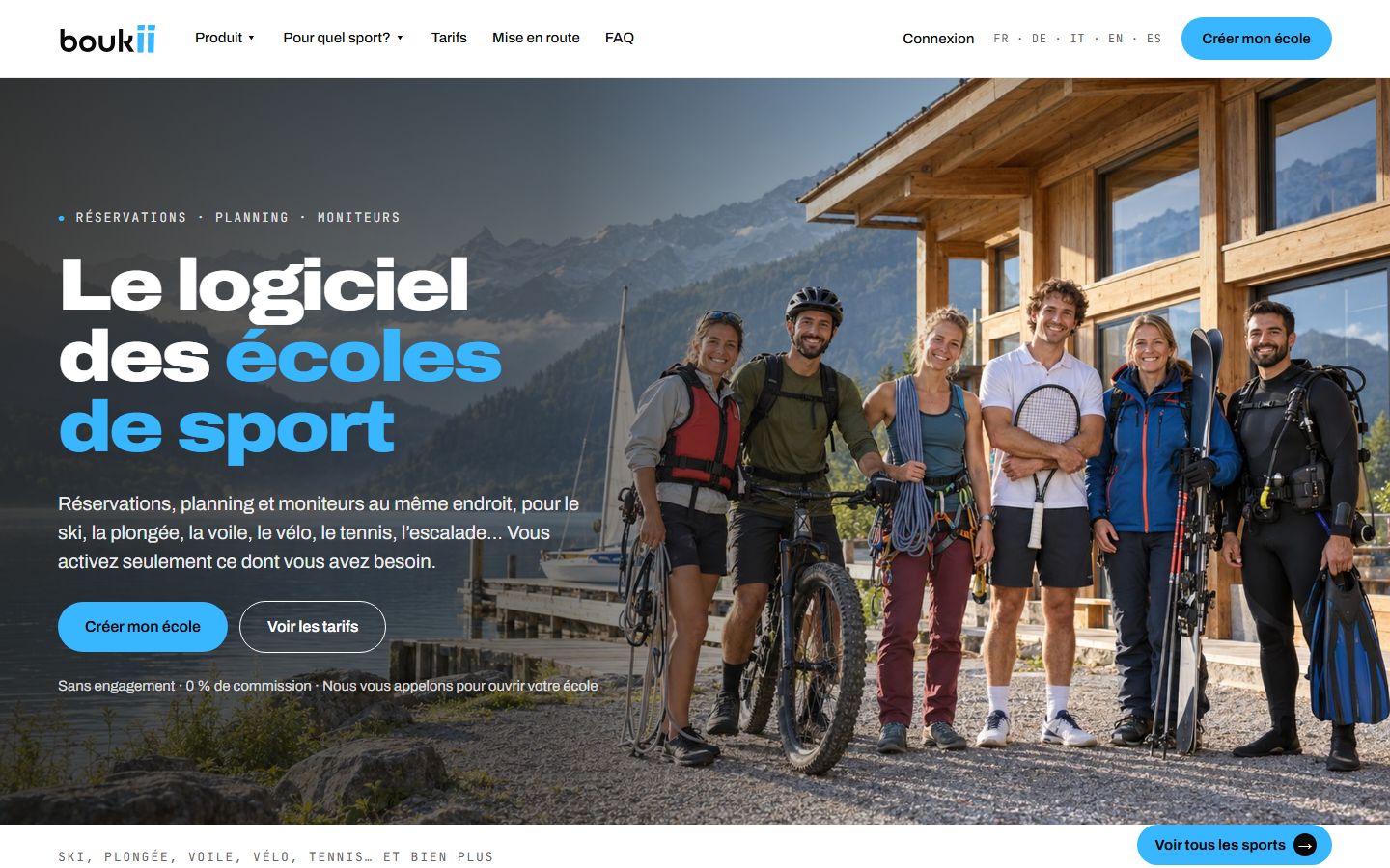 Page d'accueil du nouveau site de Boukii