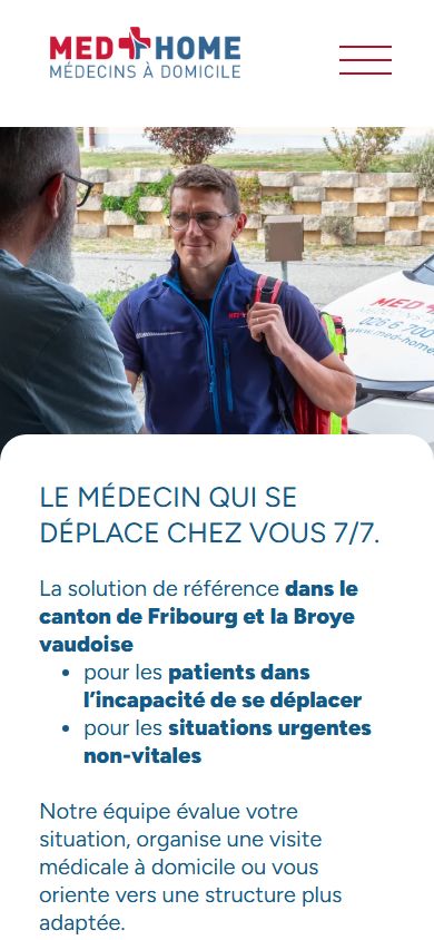 Page d'accueil de med-home.ch sur mobile