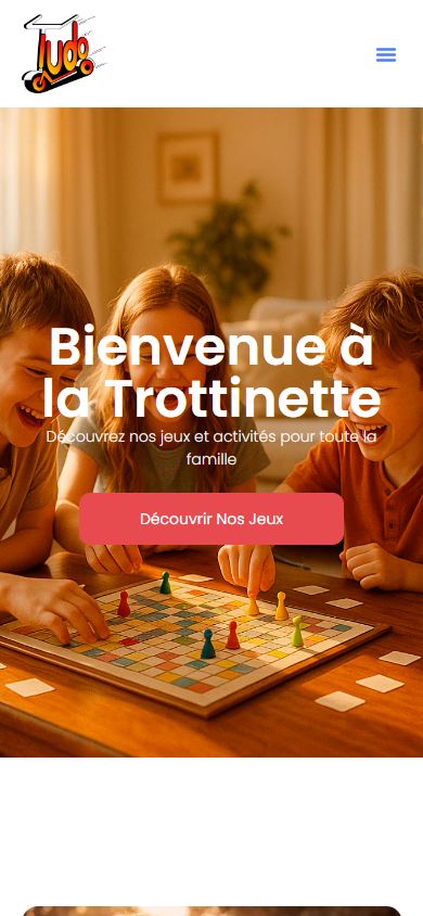 Page d'accueil de ludo-latrottinette.ch sur mobile