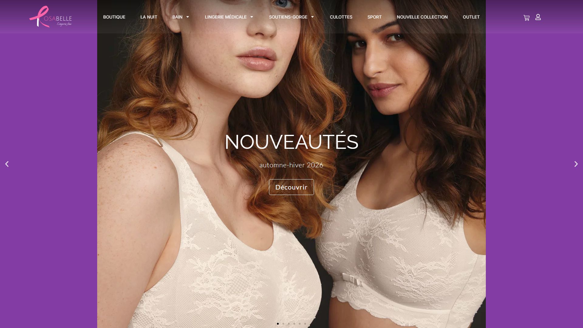 Page d'accueil de rosabelle-lingerie.ch